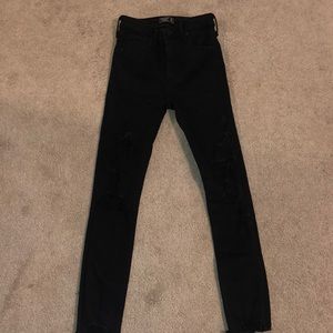 womens abercrombie black distressed high rise jean